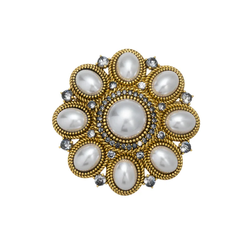 

Shining U Vintage Pearl Brooch for Women Men Fashion Overcoat Accessory Gift