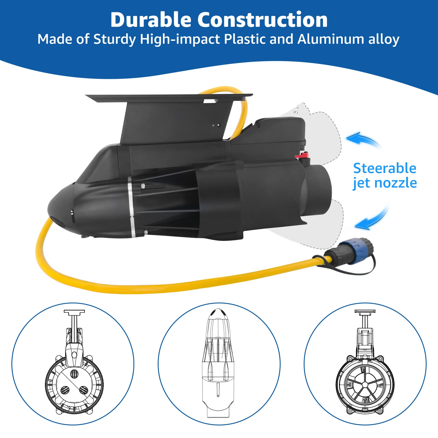 محرك التصيد الكهربائي الاتجاهي لقارب الصيد، محرك تحت الماء للوحة المجداف وقوارب الكاياك، محرك 360 وات، 9 كم/ساعة #2