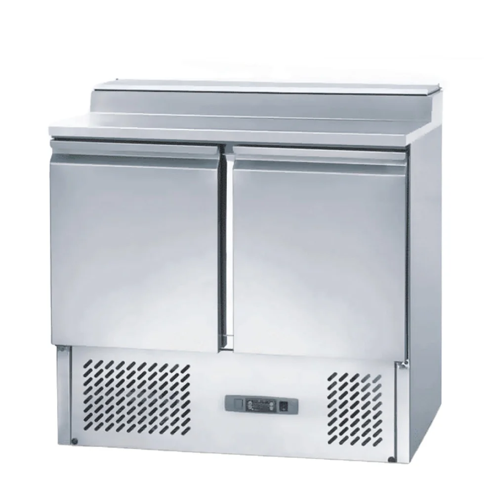 Stainless Steel Salad Display Refrigerator Cooling Hotel Restaurant Worktable Single Door Freezer Refrigerator Cool Climate