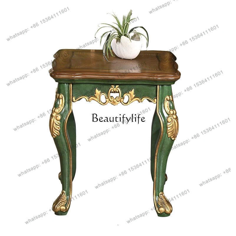 

56American coffee table light luxury retro small apartment small table hall log all solid wood European small coffee table