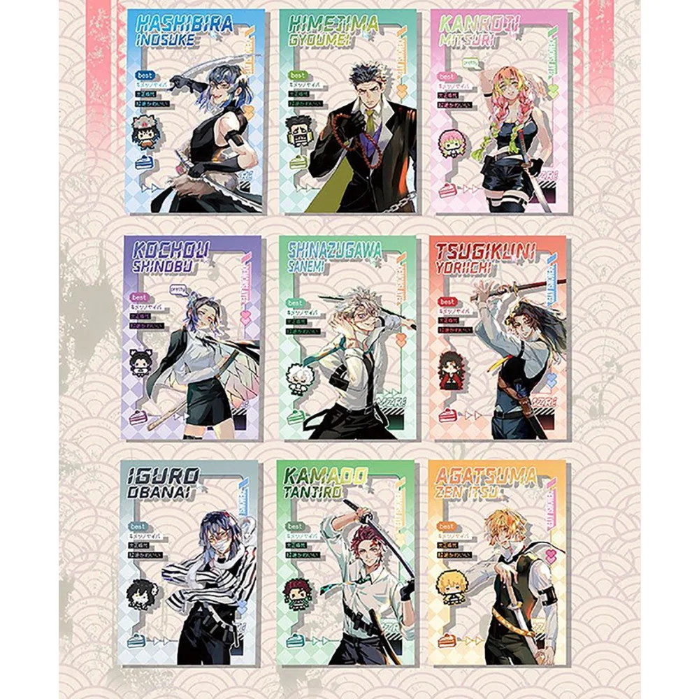 Japanese Anime Demon Slayer Color Paper Cards Kanroji Mitsuri Iguro Obanai Street Graffiti Fashion Collection Cards Kids Gifts