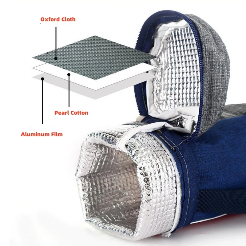 휴대용 열병 슬리브 옥스포드 천, 원형 단열 쿨러 백, 물병 파우치, 캠핑 액세서리, 1.5L
