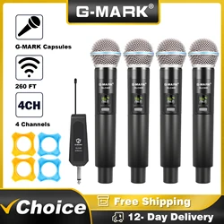 Wireless Microphone System G-MARK GLC440 4 Channels Karaoke Mic Fixed Frequency For Home Party Speaker Show Stage
