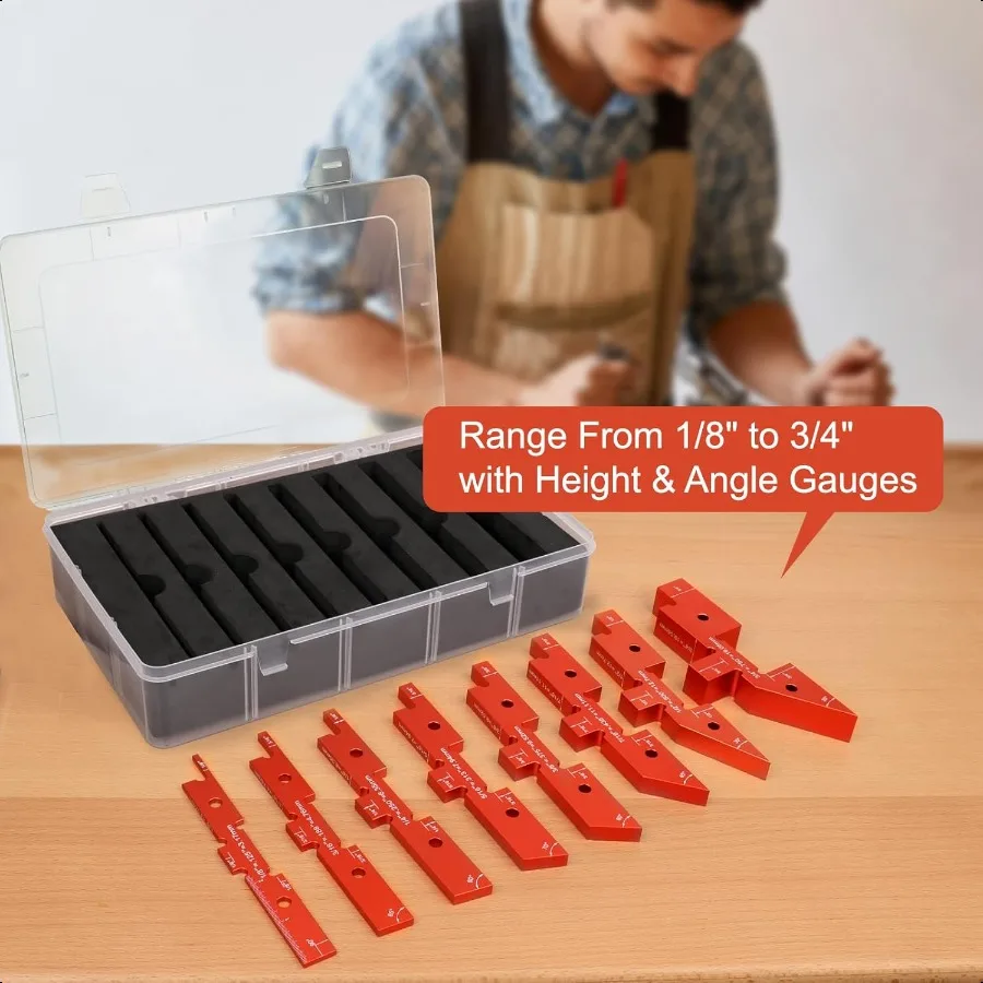 Barras de configuración de enrutador de 8 piezas, bloques de posicionamiento de aluminio de precisión para Sierra de mesa enrutador, herramienta de medición de ajuste de ángulo de profundidad de altura W