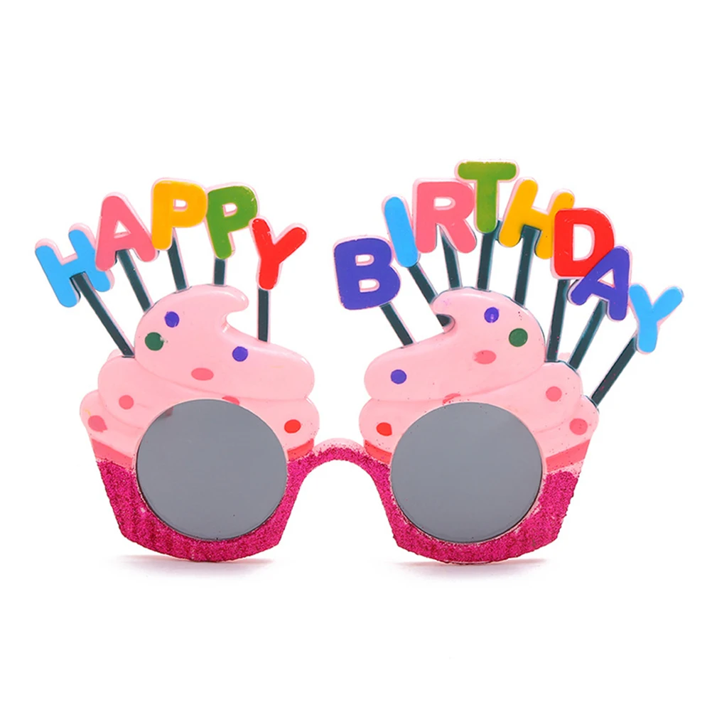 

2pcs Funny Birthday Glasses with Ice Cream Shape Glitter Decor for Kids Adults Party Supplies Photo Props Toy Gift