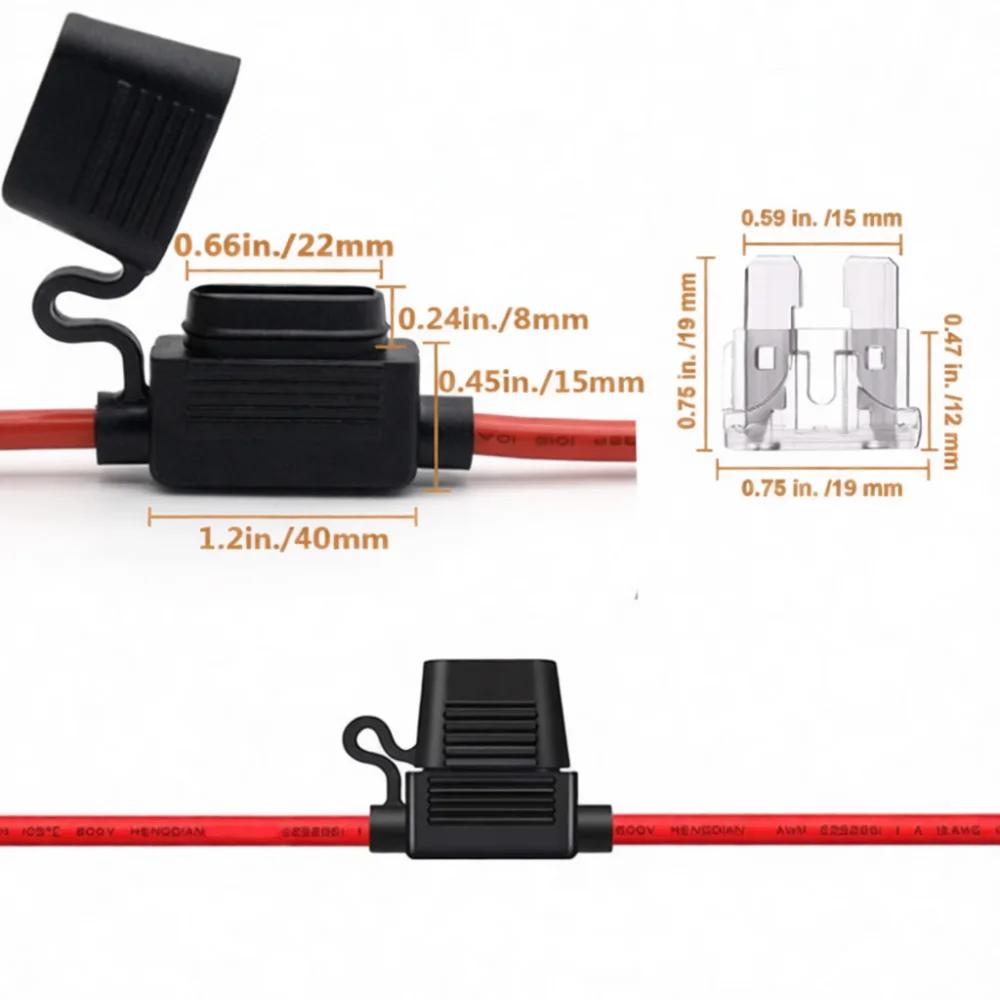 Car Add A Circuit Fuse Tap 14AWG Wire Mini Blade Holder Automotive Power Extension Cord Vehicle Electronic Device Connector