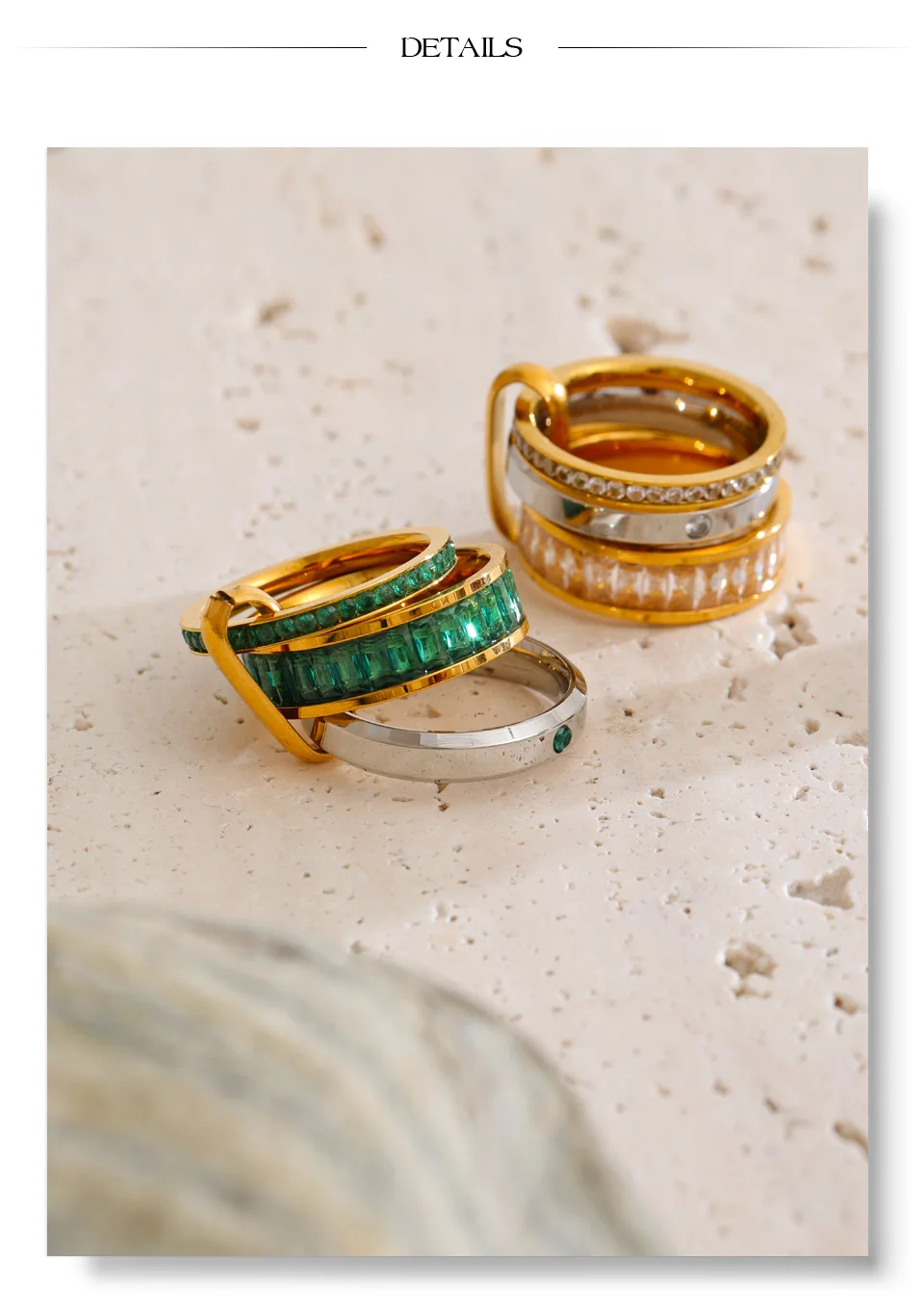 Yhpup Größe 678 Edelstahl Zirkonia Mehrschichtiger Stapelring Hochwertiger Zarter Beliebter 2026 Neuheiten Fingerschmuck – Detail 9