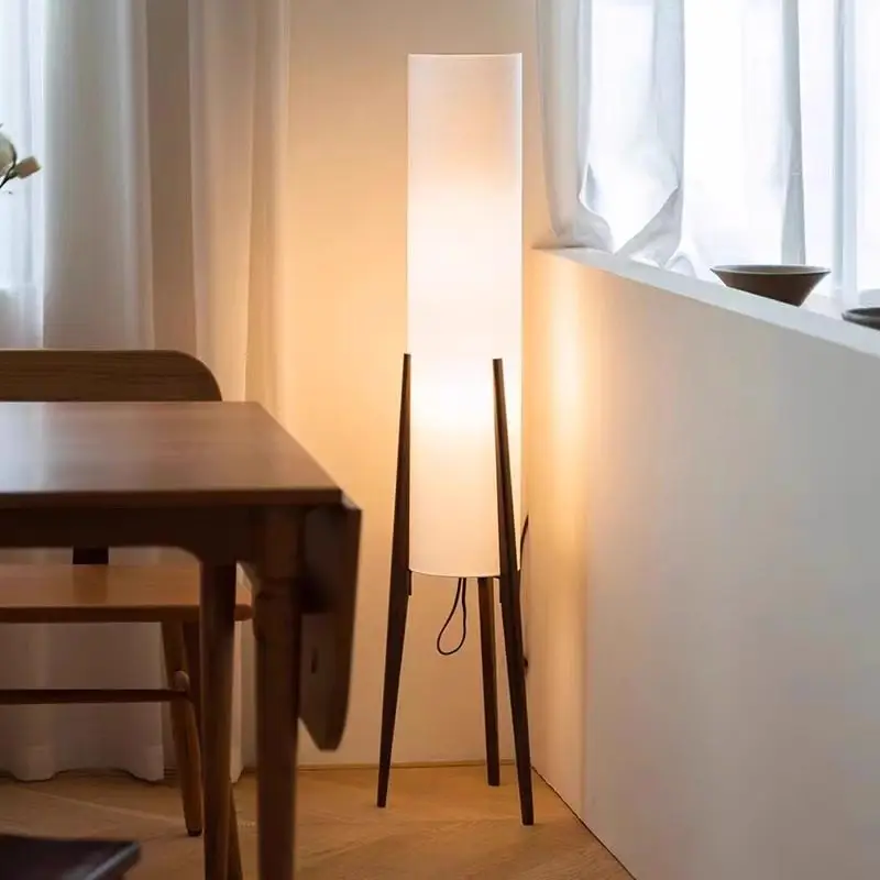 Japanese Wabi Sabi Floor Lamp Solid Black Walnut Wood Zen Atmosphere Designer for Living Room Restaurant Teahouse