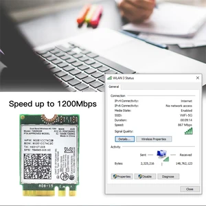7260AC Bluetooth4. 0 WiFi 1200 Mbps Kartu Jaringan Nirkabel Dongle Wifi NGFF M. 2 802.11 AC Pita Ganda 2.4 G 5G untuk Laptop 7260NGW 12 wifi m2 penjualan terbaik - №