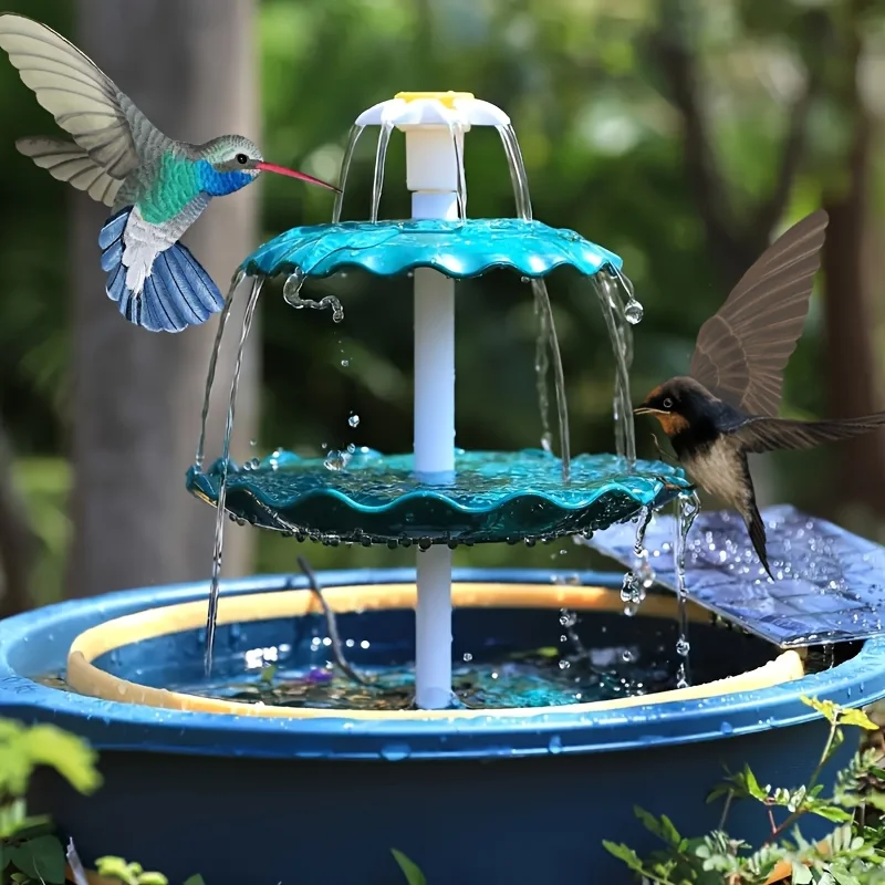 6.5W Solar Pump Bird Bath Fountain Dark Green 3 Layer Flowing Fountain