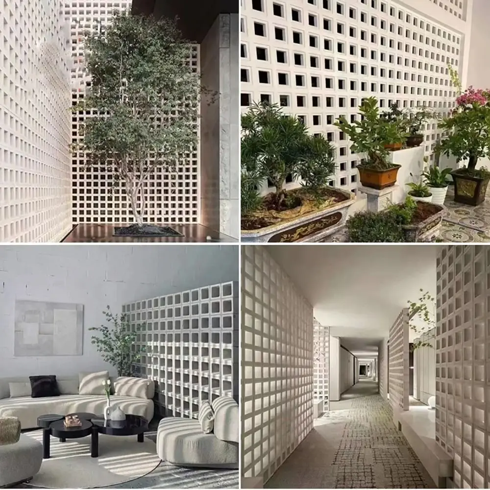 Plastic Hollow Brick Mold 20*20*6cm Square Cement Antique Brick Mold 3D Carving Anti-Slip Wall Brick Mould Garden Wall