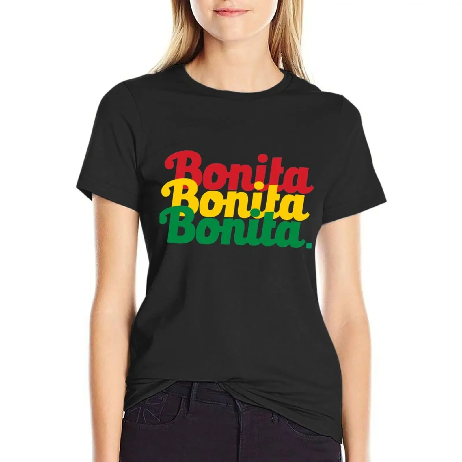 

Bonita Print T-Shirt plain sweat quick-drying female Women's summer blouses 2025