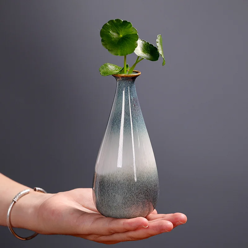 Modern Kiln Changed Gradient Ceramic Vase European Style Home Decor Ornament Hydroponic Plant Holder For Living Room Table