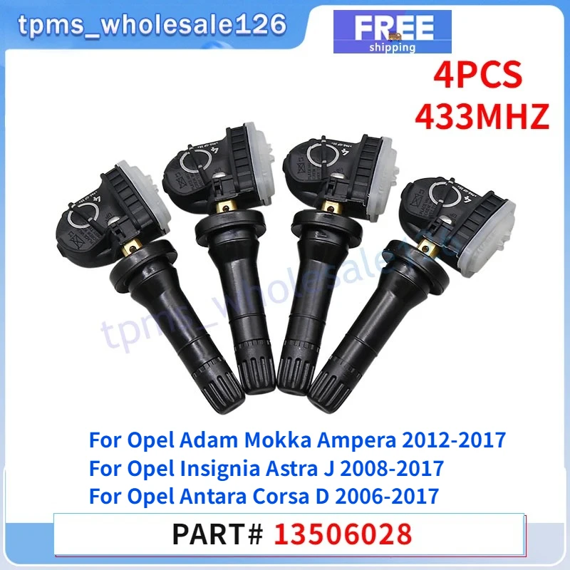 433MHZ Auto TPMS 13506028 Für 2012-2017 Opel Adam Ampera Antara Astra J Corsa D Insignia Meriva B Mokka Reifendrucksensor 4 Stück