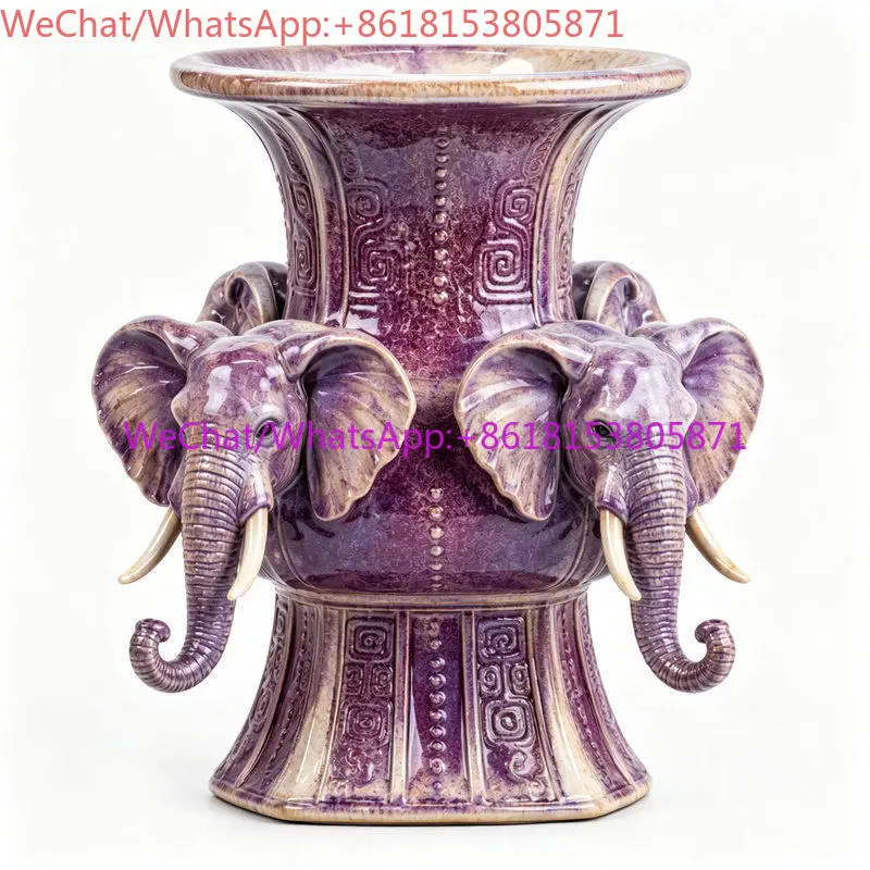New Chinese Elephant Shape Relief Art Vase Advanced Flower Sensor Homestay Living Room