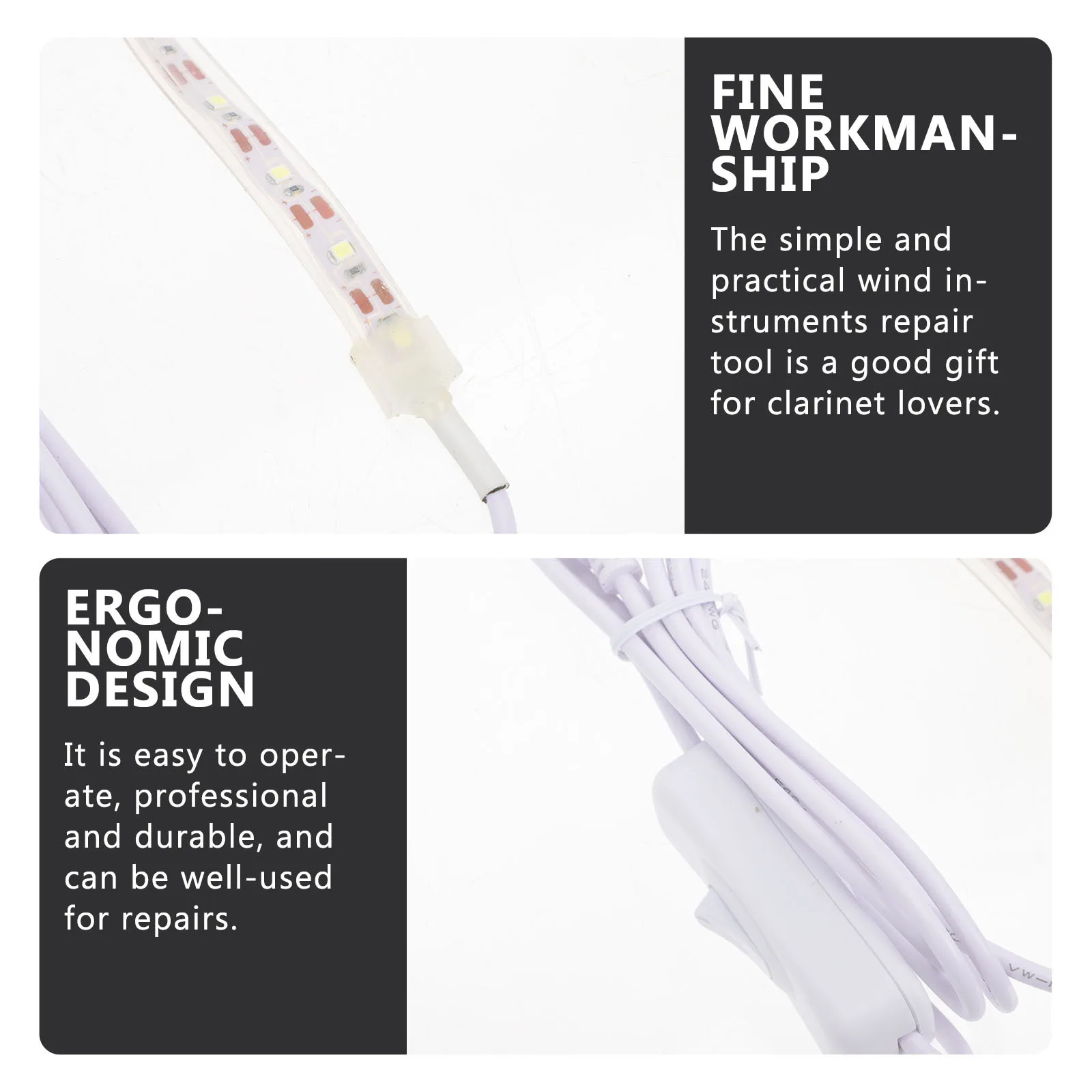 

Saxophone Repair Tool USB Leak Light Simple Practical Ergonomic Design for Wind Instruments with Long Lifespan