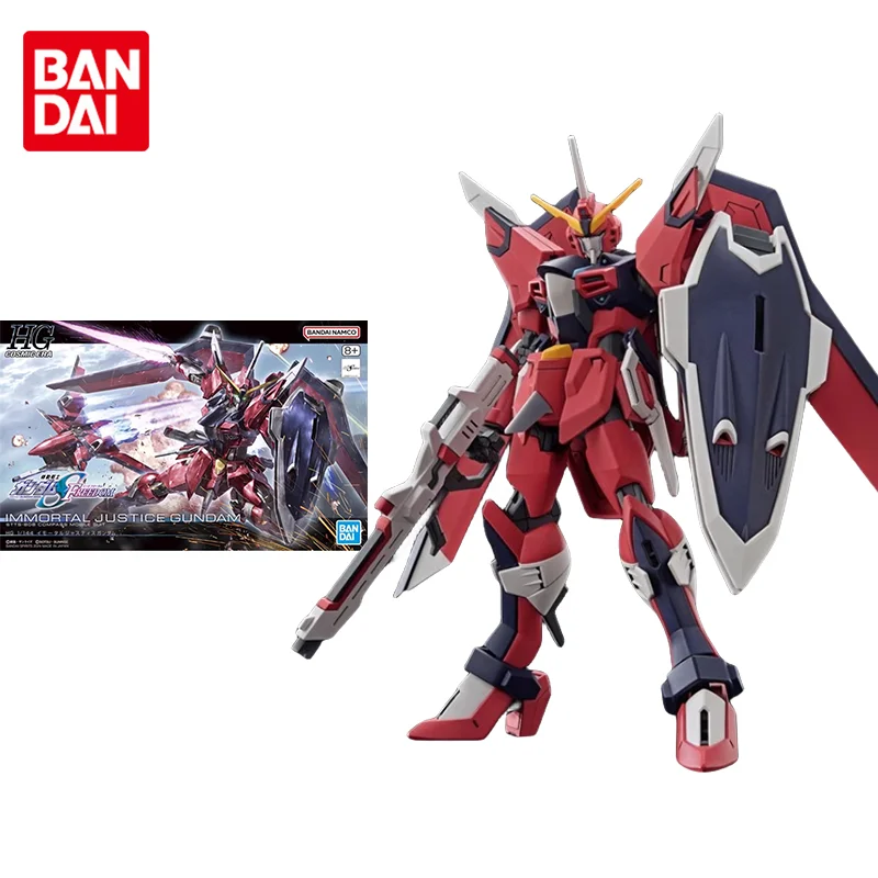 Bandai Original Gundam Model Kit Anime Figure HG 1/144 IMMORTAL JUSTICE GUNDAM Action Figures Toy Collectible Gifts for Children