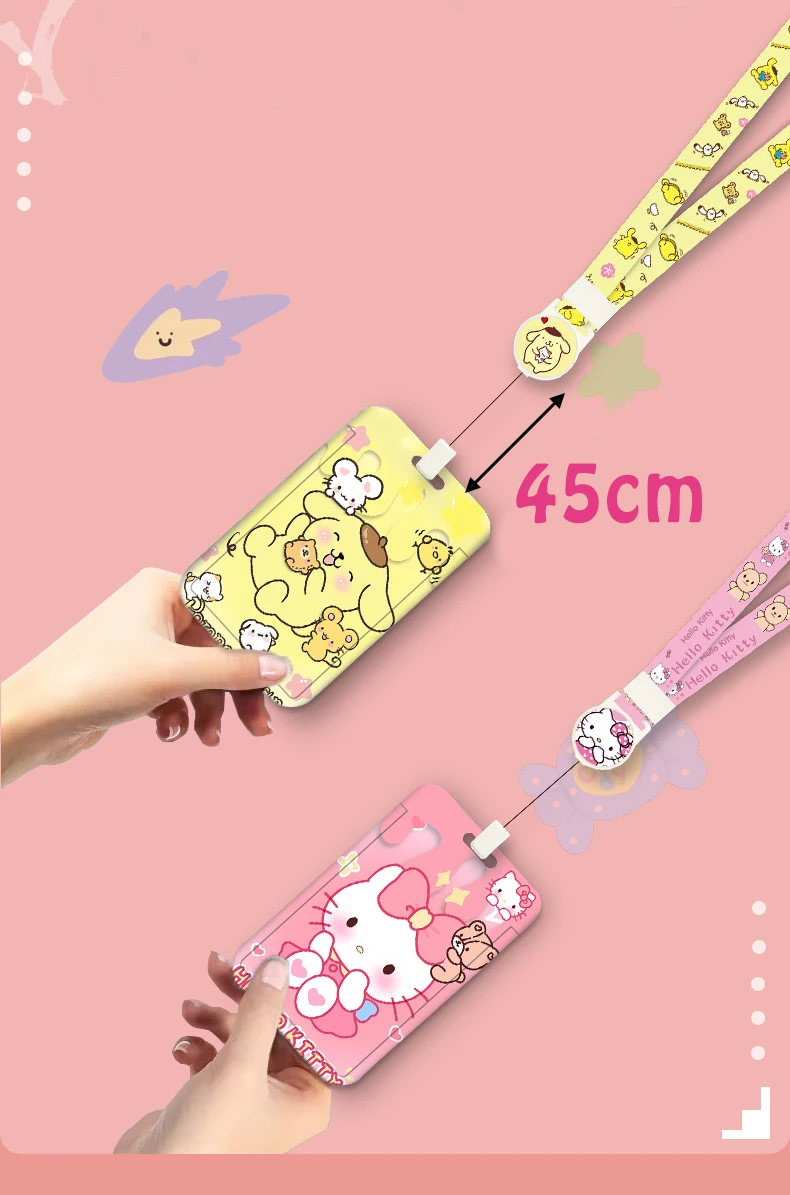 Sanrio Lanyard for Keys Chain Credit Card Cover Pass Mobile Phone Card ID Badge Holder Key Chain Accessories Gifts Ferrule