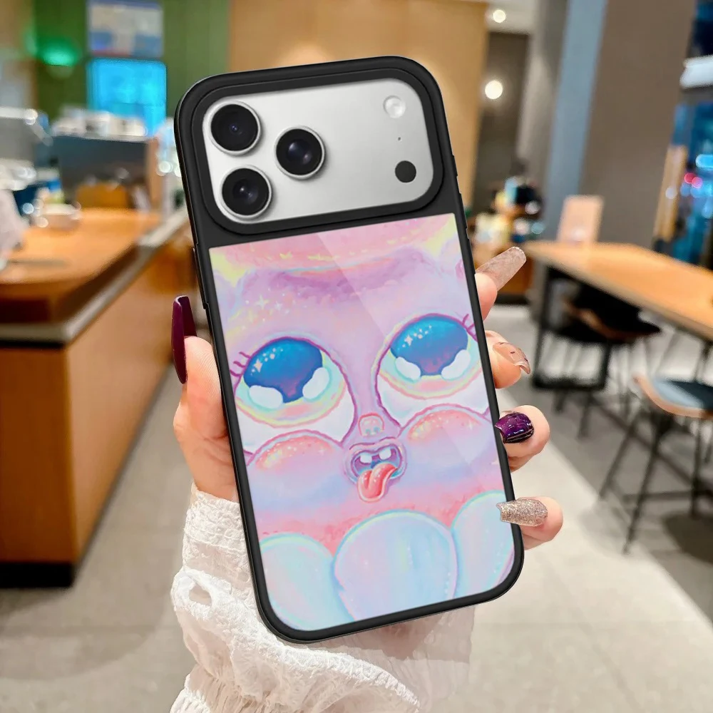

Funny Big Eyes Pet Mirror Surface Magnetic Phone Case Cover for IPhone 13 14 15 16 17 Pro Max Case for IPhone 17 Air