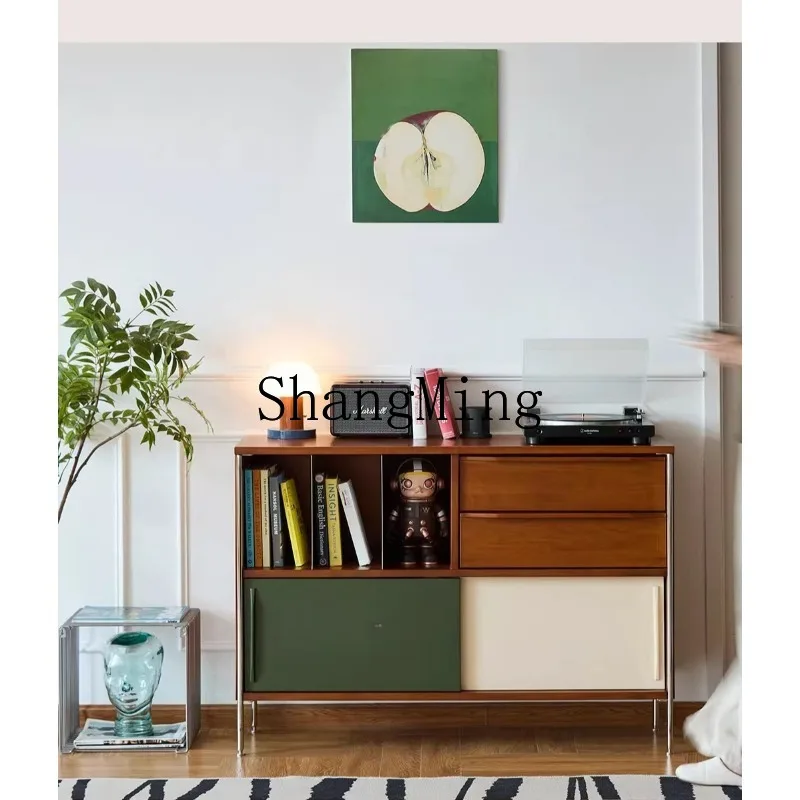 

ZYYmedieval solid wood cabinet multi-functional storage guest restaurant retro storage cabinet against the wall