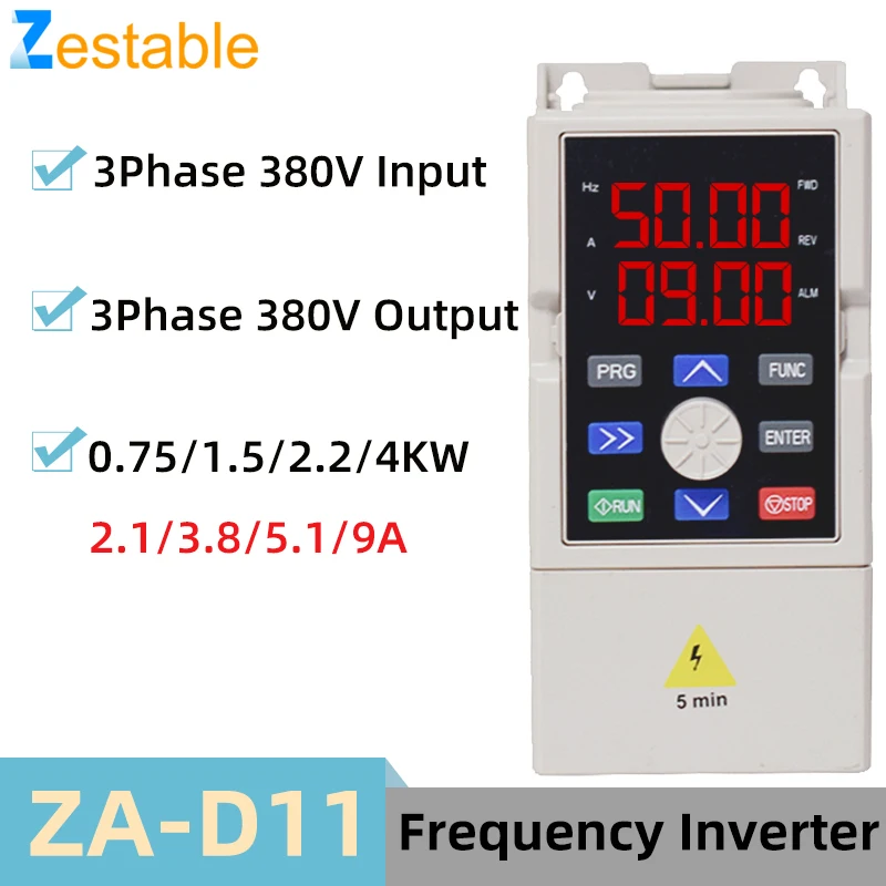 

VFD Variable Frequency Drive Converter Inverter 0.75/1.5/2.2/4KW Motor Speed Controller