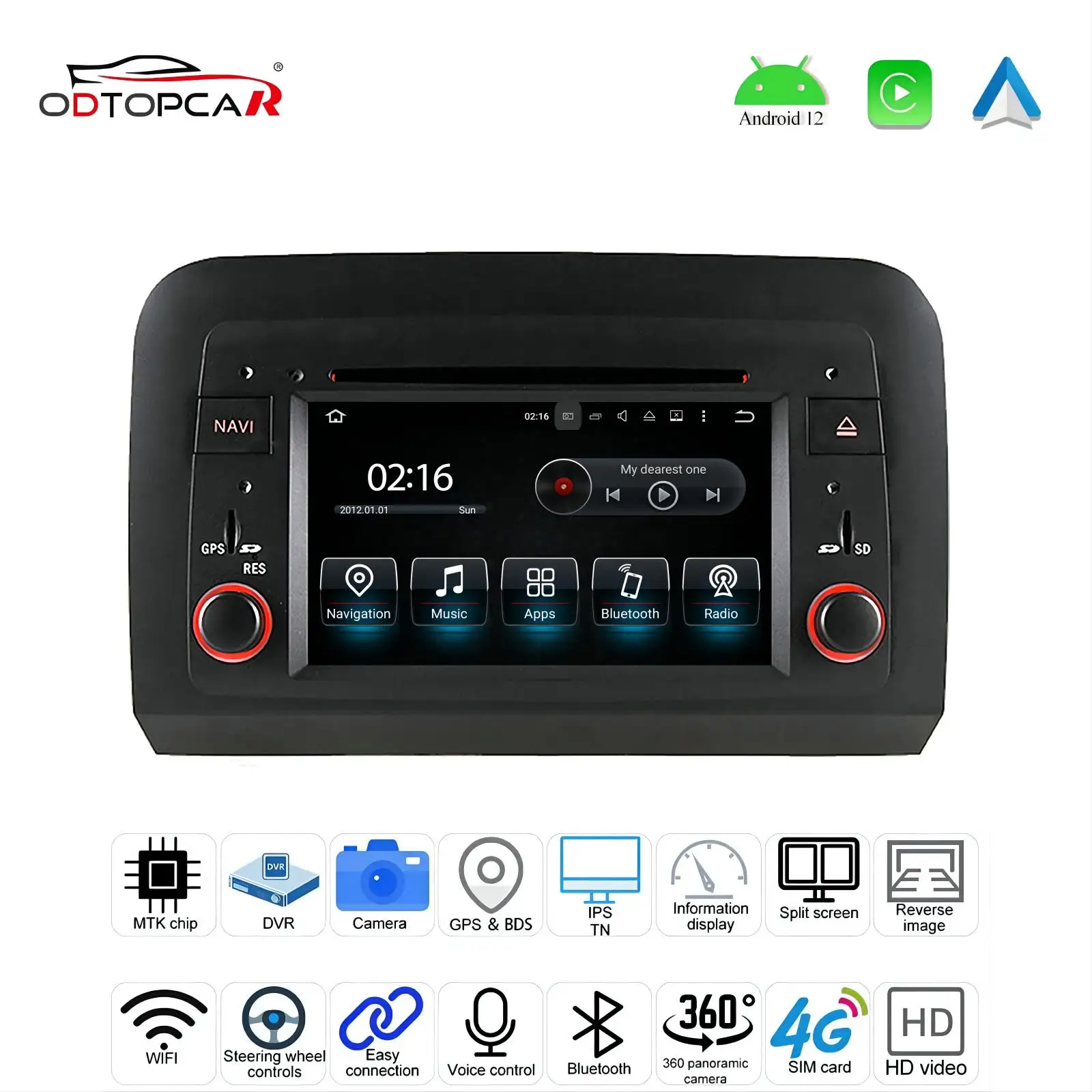 For Fiat Croma Radio Android Head Unit 6.2 inch Touch Screen Car Stereo Upgrade Car GPS Navigation Wireless CarPlay Full Screen