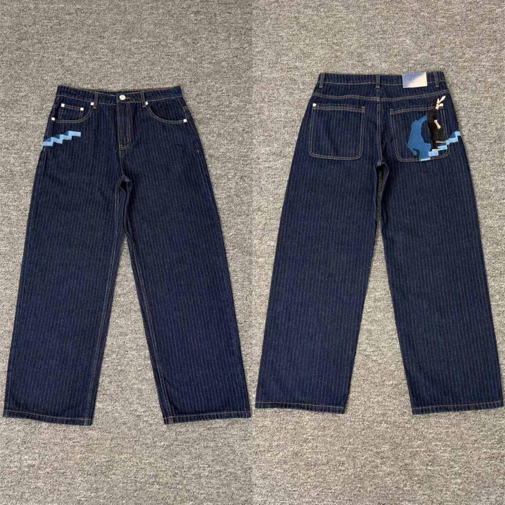 

25fw Derschutze On Air Raw Denim Leg Jeans Pants Men Women High Quality Joggers Trousers