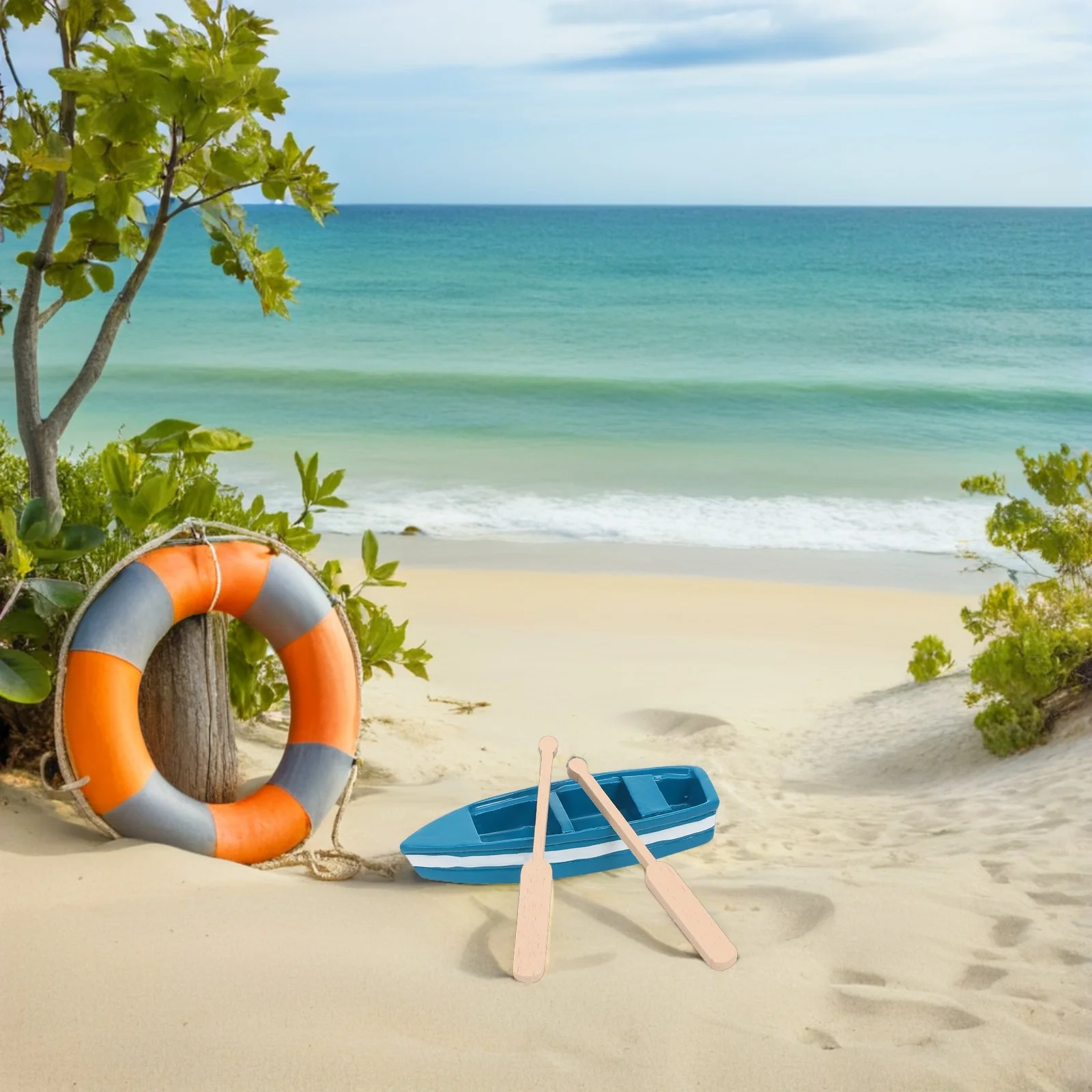 

12Sets Mini Boat Wood Rowboat Decor with Oars Nautical Theme Home Office Desk Decoration Wooden Ornament