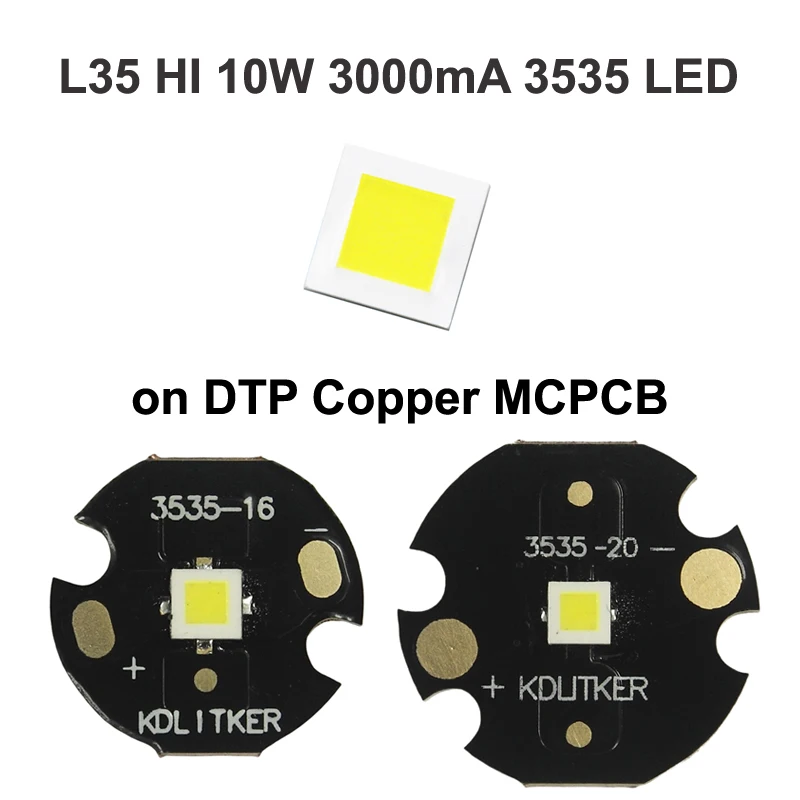 L35 HI 10W 3A 2.7V - 3.2V 550 lumen SMD 3535 emettitore LED su KDLITKER DTP rame MCPCB torcia fai da te Bead