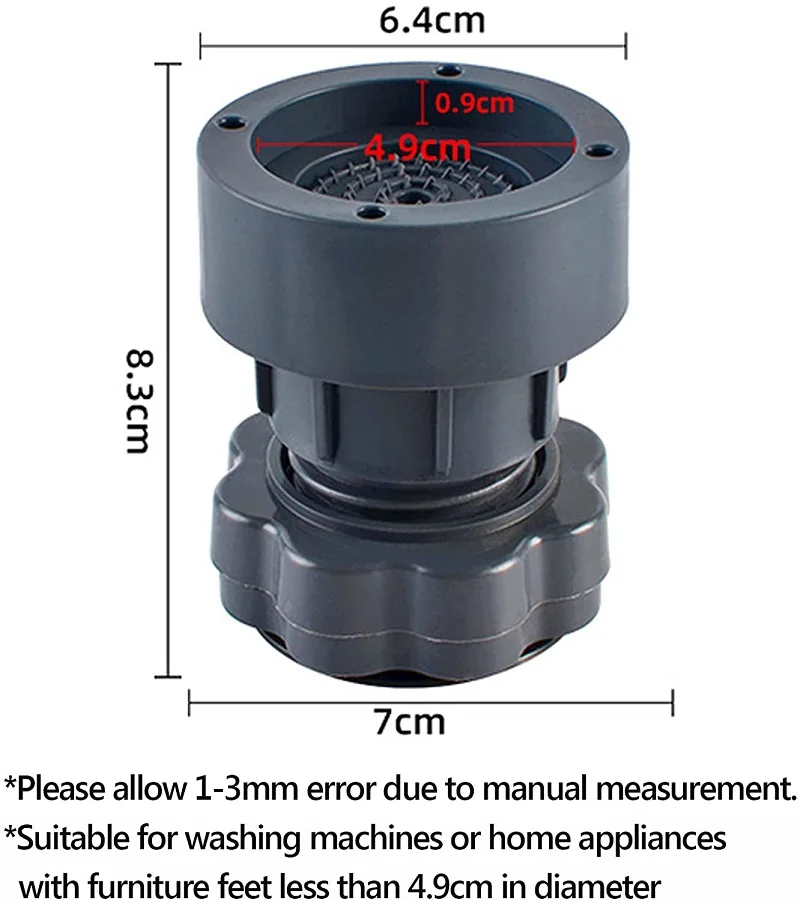 4Pcs Adjustable Height Washing Machine Foot Pads Anti Vibration Refrigerator Base Fixed Non-Slip Pad Support Dampers Stand