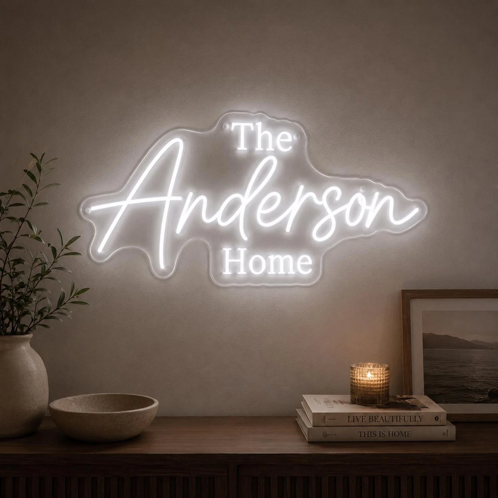 Personalized Family Name Neon Sign,Surname Home Wall Decor,Modern Script Neon Lights,Housewarming Gift,Family Name Neon