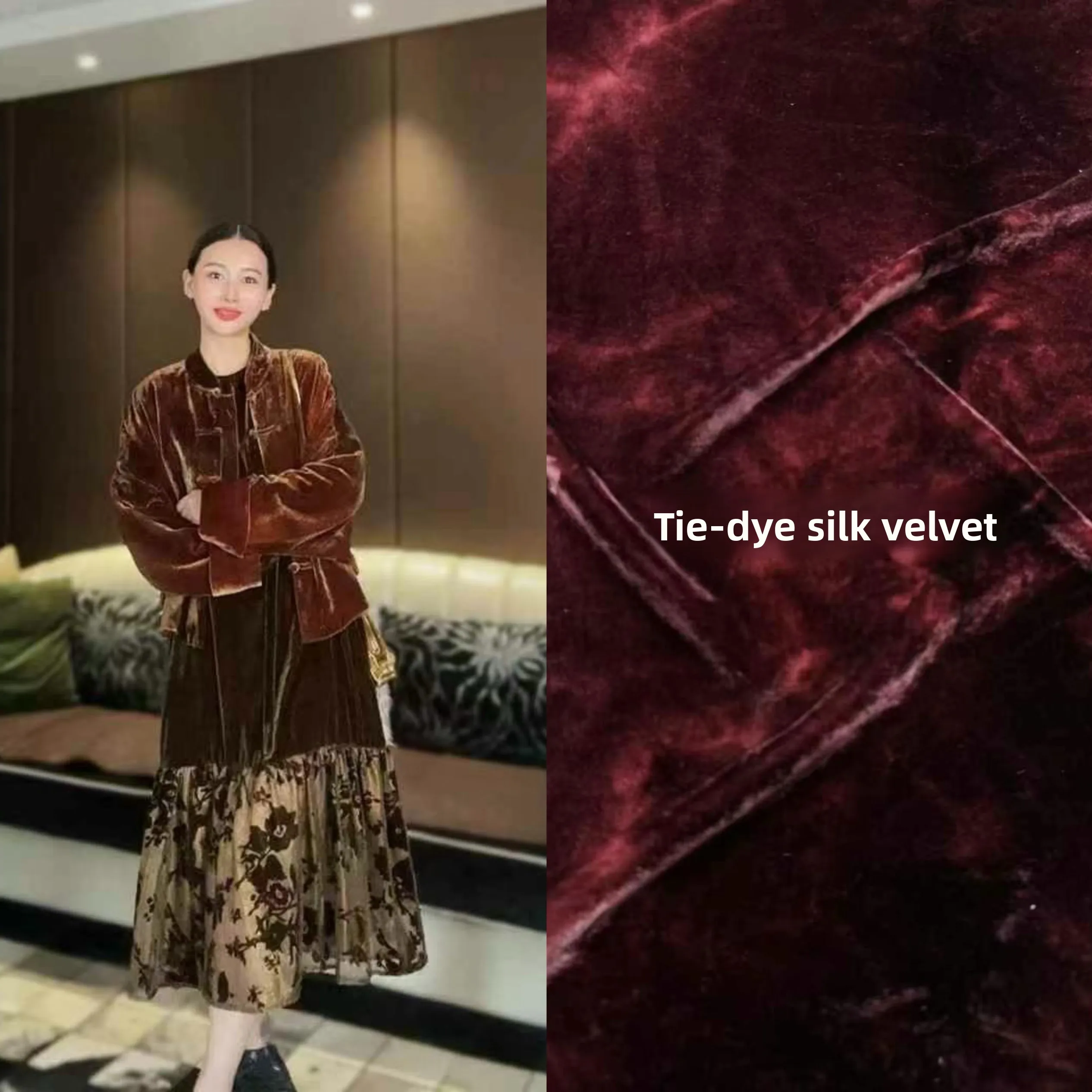 

New Silk Velvet Dyed Plant Chinese Sle Traditional Clothing Fabric for Qipao Dr f Skirt DIY Home Sponge Pad