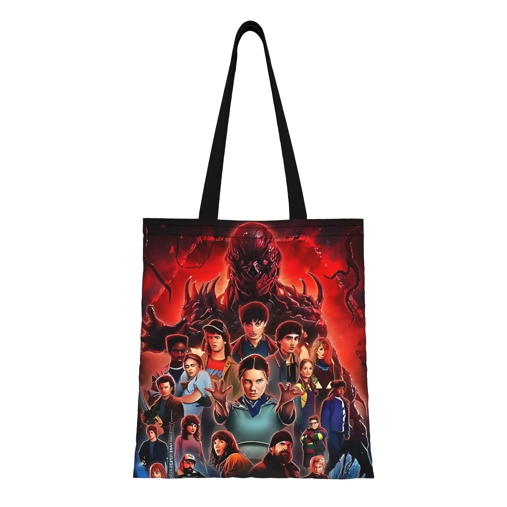 

Сумка-шоппер из холщовой ткани в стиле Stranger Things: темная, вдохновленная сериалом, тематика которого идет вразрез с обычным миром. Идеально подходит для покупок. Женская сумка с верхней ручкой.