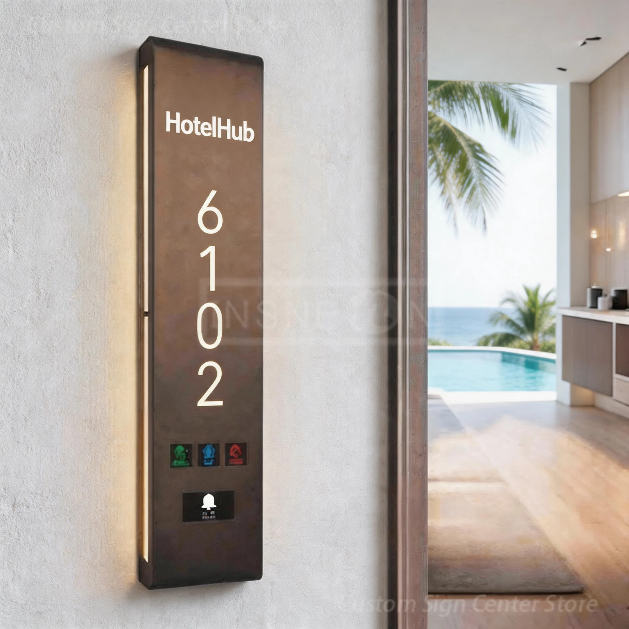 HotelHub Custom Illuminated Hotel Door Number Plate, Hotel Room Number Sign for Apartment, Hotel Motel Wall Mount Door Sign