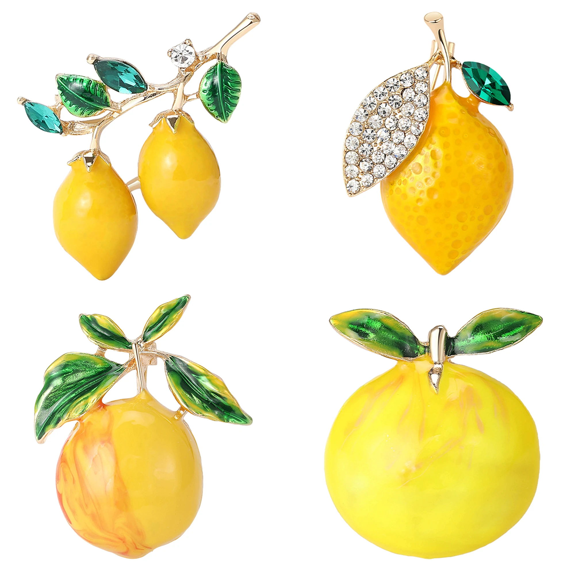 موضة المينا الليمون دبابيس للنساء حجر الراين الفاكهة النبات دبابيس مأدبة حقيبة ظهر للحفلات هدايا جديدة فاخرة مجوهرات اكسسوارات #1