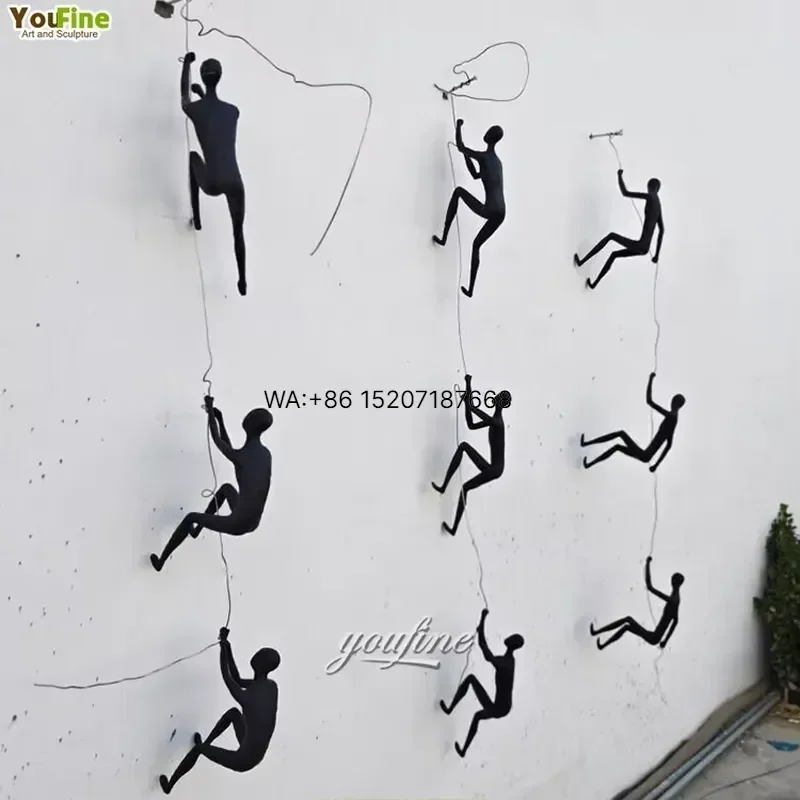 Wmwmnu for Parks Garden Decor Statue Bronze Climbing Man Wall Sculpture Outdoor Yard Art Home Decoration Metal Figurine