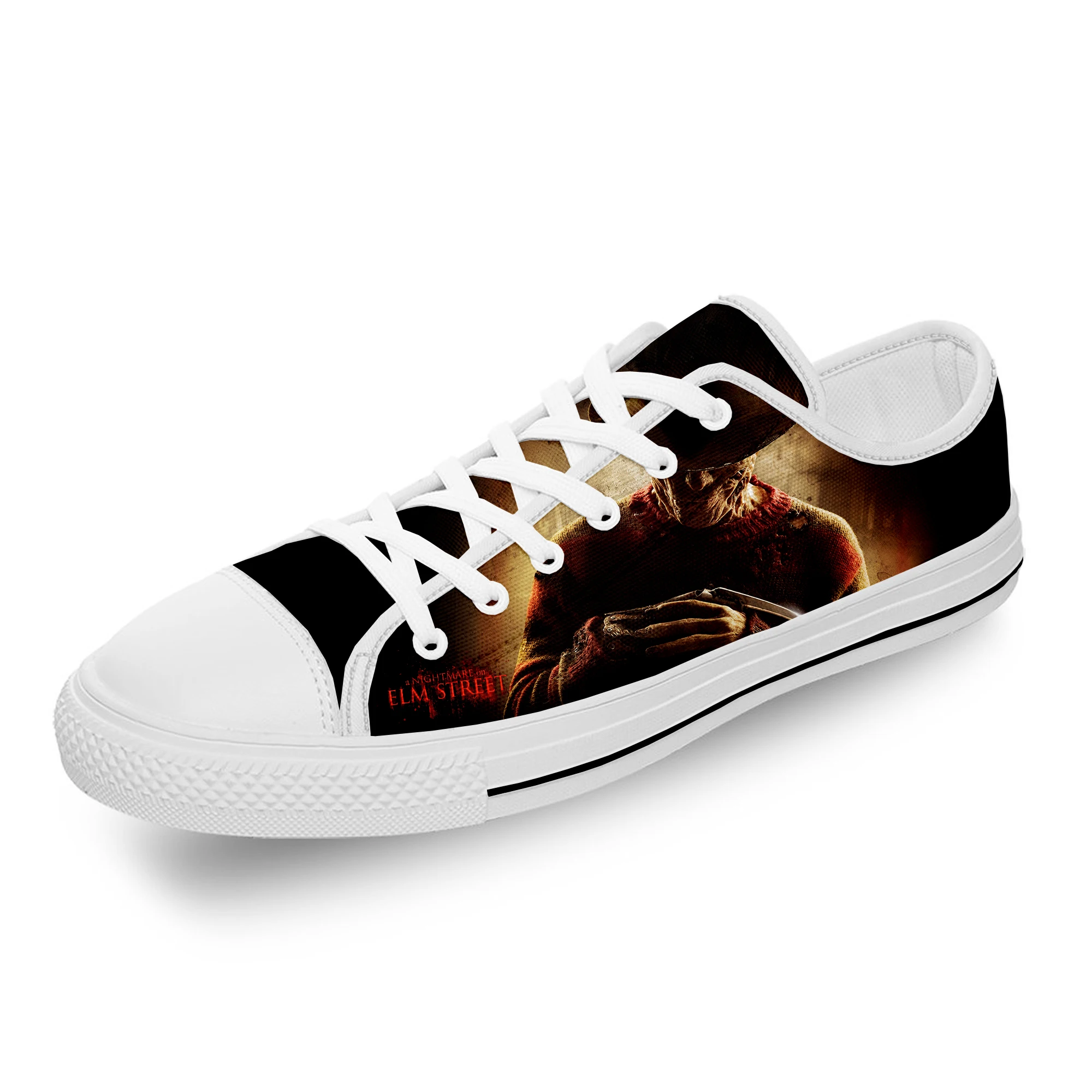 Krueger-zapatillas de lona con estampado 3D para hombre y mujer, calzado deportivo de tela blanca, ligero y transpirable, para Halloween