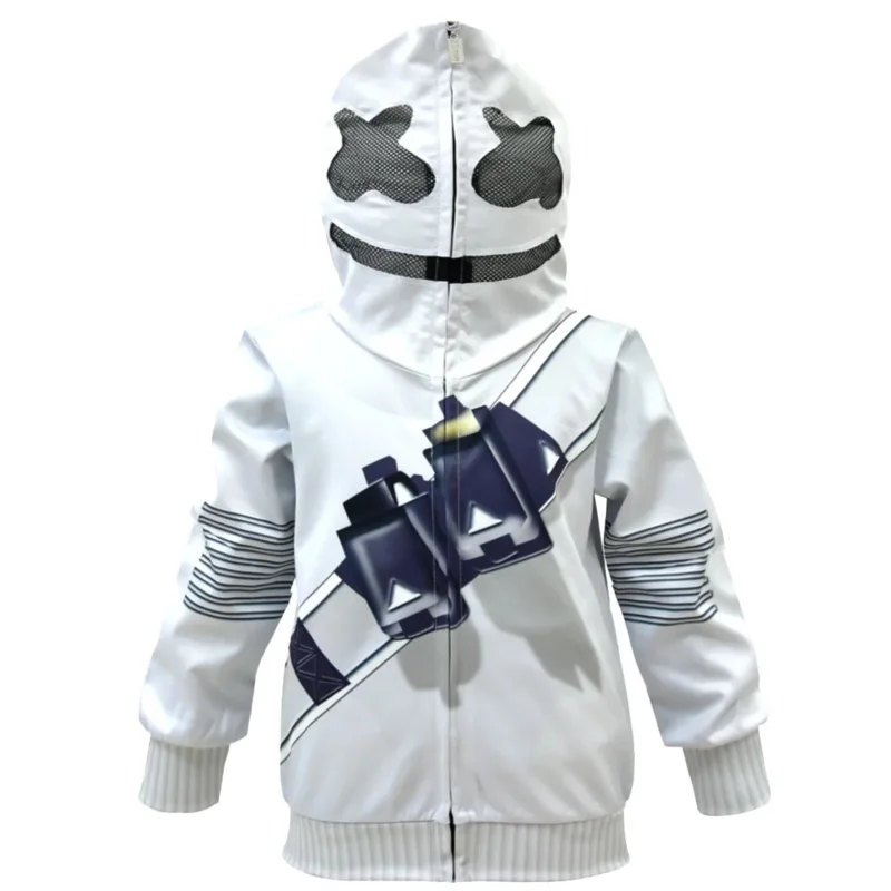 Costume cosplay per bambini Costume da DJ Costume cosplay per ragazzi Abito bianco con stampa 3D Pulover Costume da festa di Halloween