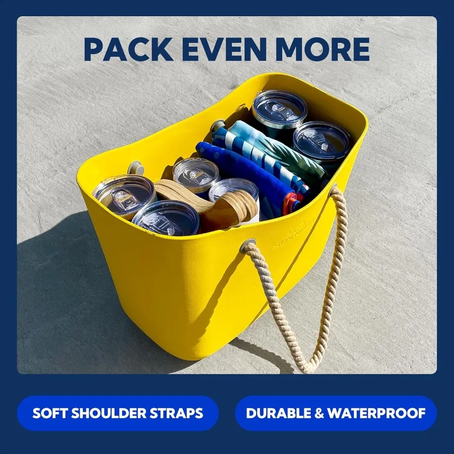 Rubber Beach Bag Extra Large Waterproof EVA Tote Bag with Rope Handles for Beach