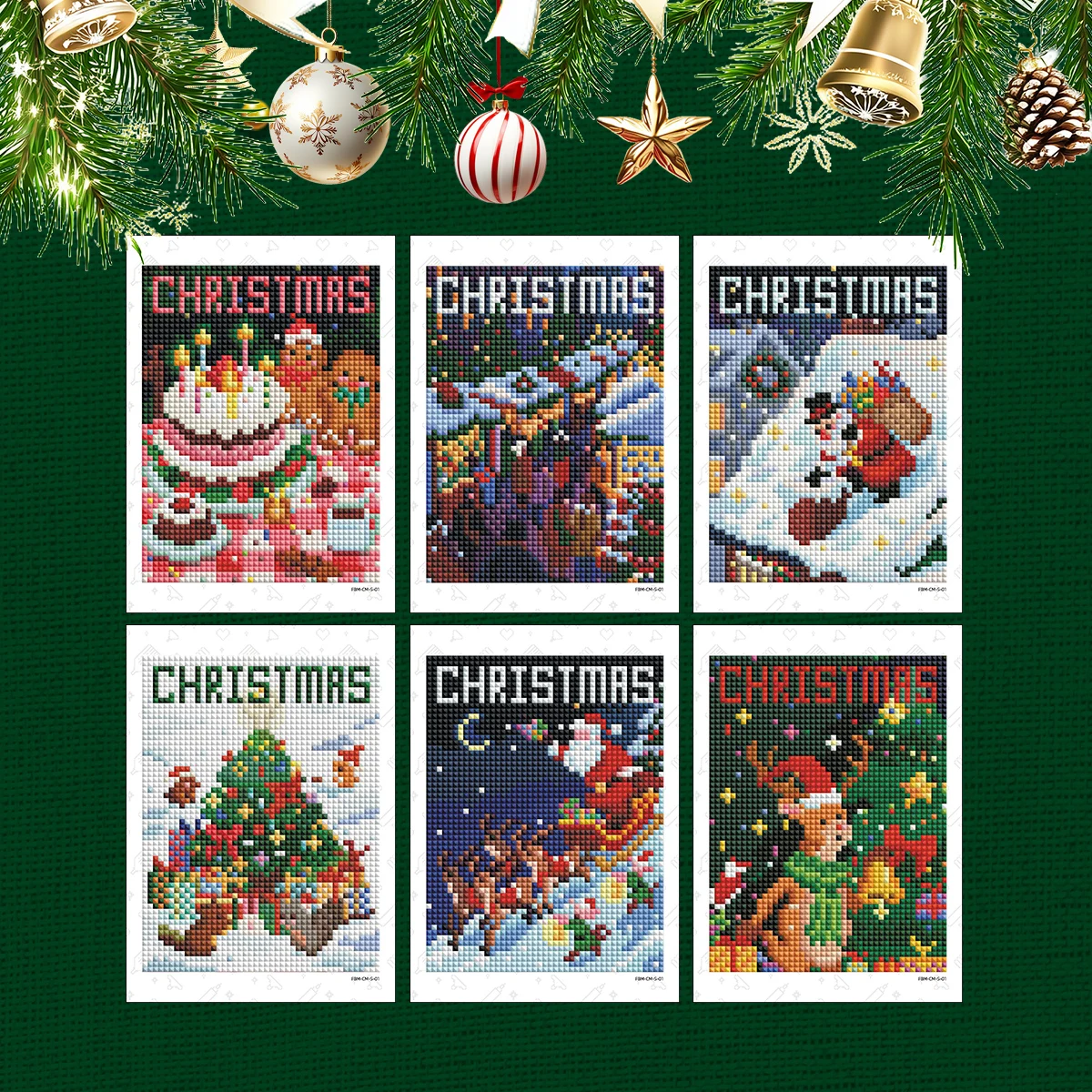Festive Xmas Special Combo Christmas Acrylic Square Drill Diamond Painting Kit 6PCS Oil Canvas Art Set for Creative Holiday Fun