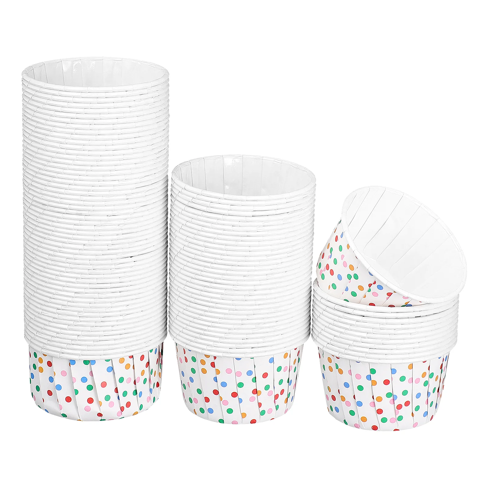 Cabilock 100pcs Disposable Ice Cream Cups Dessert Bowls Dot Paper Cups Party Supplies