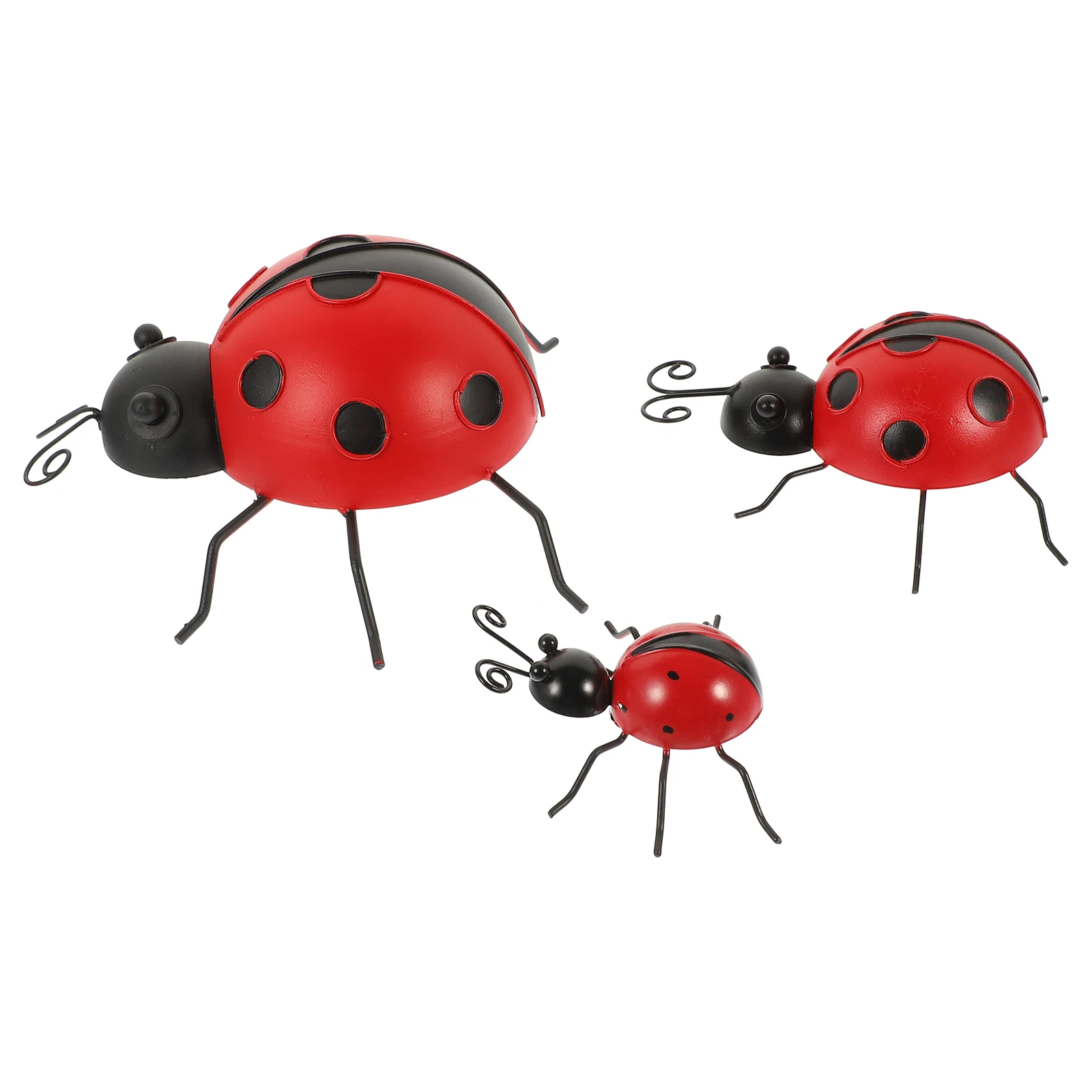 

3 Pcs Decorations Ladybug Ornament Outdoor Yard for Sculpture Garden Ornaments Red Statues Ladybugs