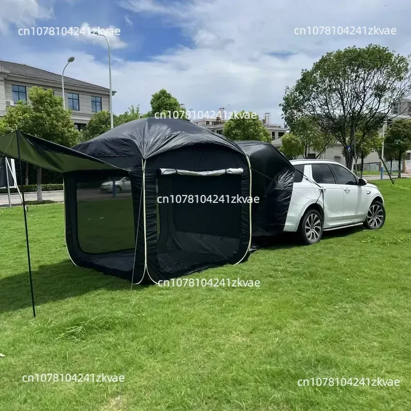 Car Rear Tent Space Storage Quick Opening Tent, Bicycle Motorcycle Black Rainproof Sunscreen Awning