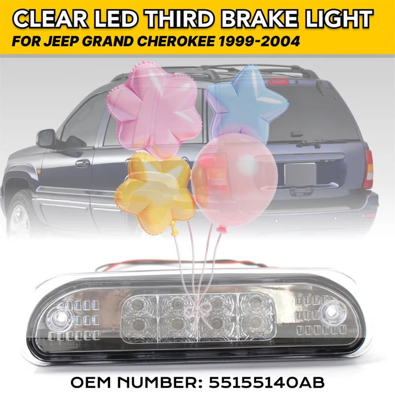 

Artudatech LED Third Brake Light Stop Lamp 55155140 For Grand Cherokee 1999 2000 2001 2002 2003 2004 Clear Car Accessories