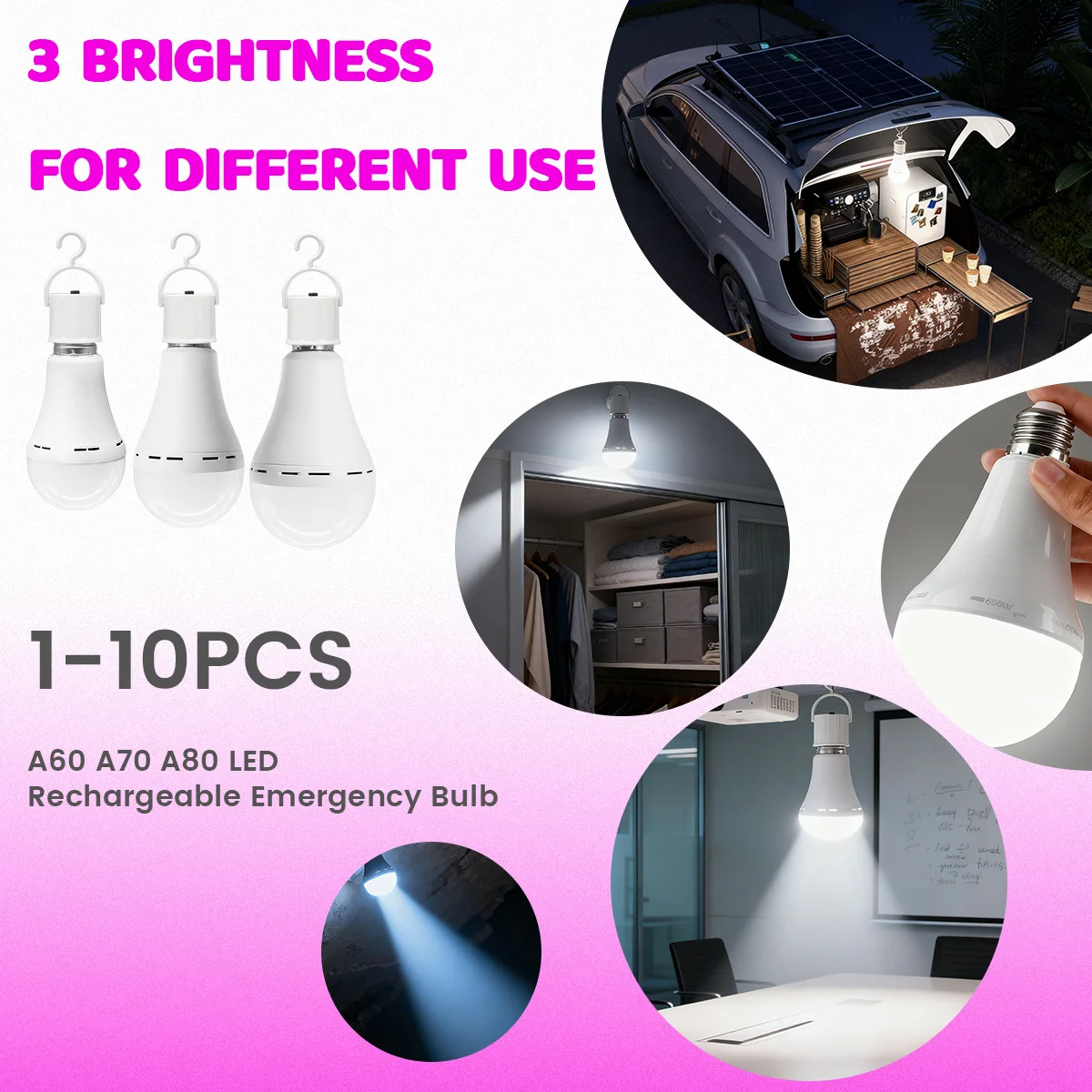 LED Rechargeable Bulb E27 7W 9W 12W Emergency Light Bulb 100-240V for Home Power Outdoor Camping Failure Porch Garden Lamp