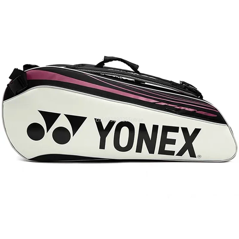 YONEX 진짜 방수 요넥스 테니스 라켓 가방, 하이 퀄리티 PU 가죽 스포츠 가방, 남녀공용, 최대 6 라켓 수납