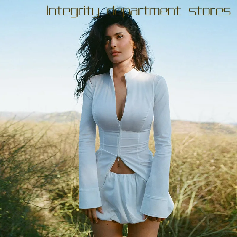 

Сексуальное облегающее платье с глубоким V-образным вырезом, кружевными вставками, однотонное, с воротником-стойкой, длинными рукавами, на молнии, осеннее, модное, женское