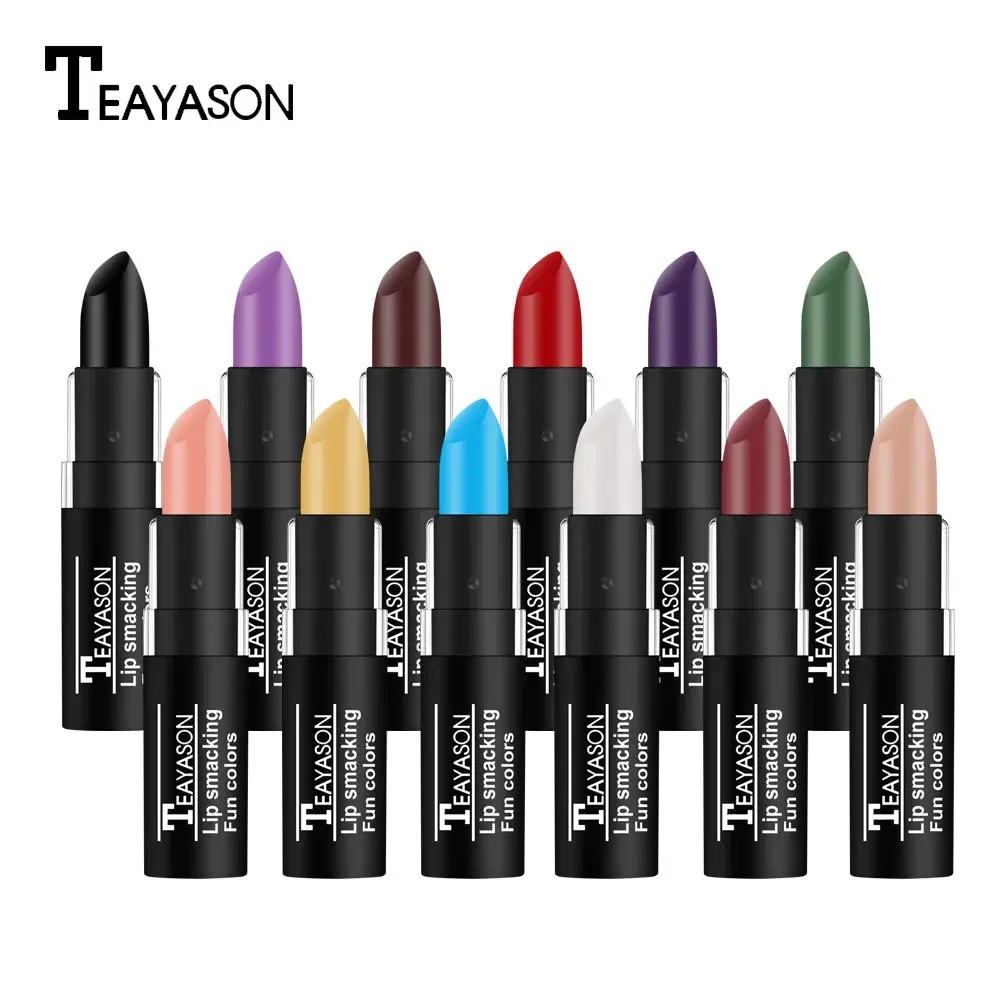 

TEAYASON 12 Color Matte Lipstick Personality Fashion Popular Color Lipstick Moisturize Waterproof Lasting Party Halloween Makeup