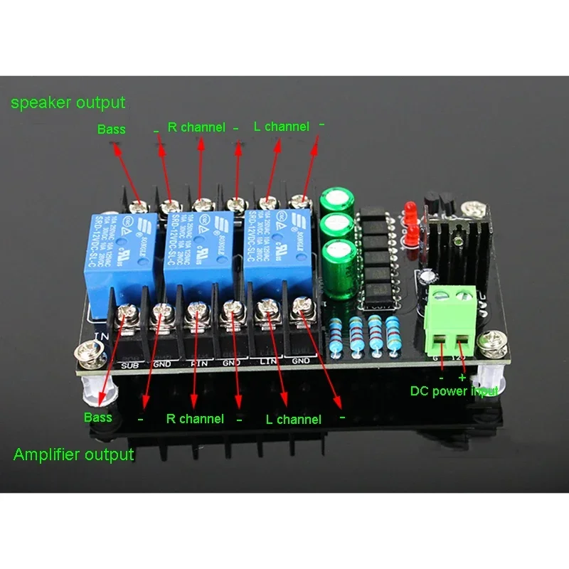 Nvarcher Class D Digital Amplifier Speaker Protection 300W 2.1 Channel Relay   Module Boot Delay DC Protect