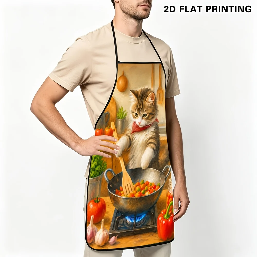 Cute Cat Cooking Apron Funny Kitchen Apron for Cat Lovers Novelty Apron for Cooking Baking Gifts
